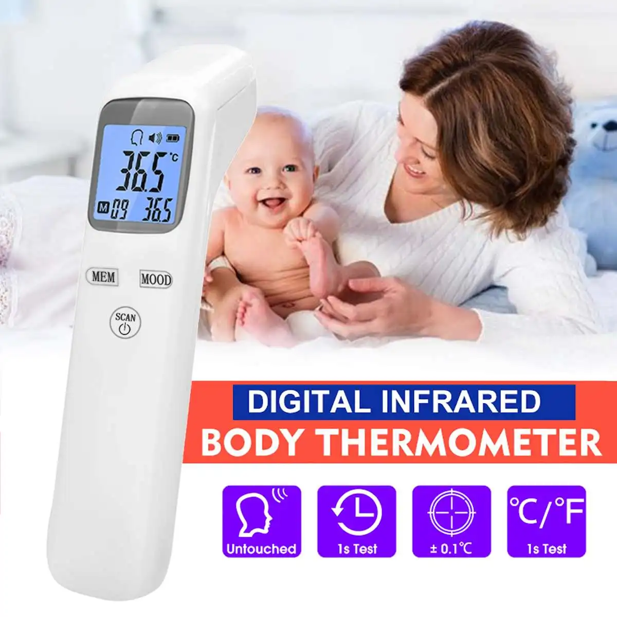 

Baby Thermometer Infrared Digital LCD Body Measurement Forehead Ear Non-Contact Adult Body Fever IR Children Termometro
