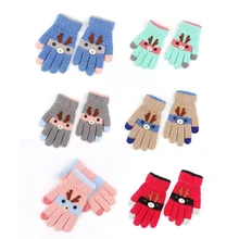 Рождественская одежда для малышей, детей, Зимняя шерстяная вязаная варежки с рисунком оленя, перчатки для мальчиков и девочек, детские уличные перчатки для детей