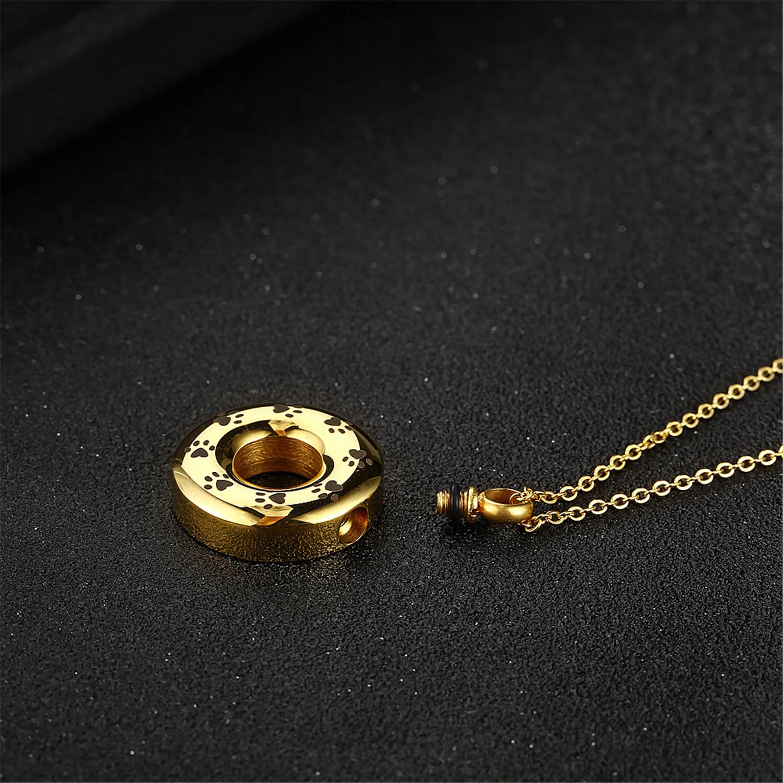 Pet Cremation Jewellery Dog Footprint Swimming Ring Wheel Shape Ashes Necklace Urn Memorial Multi Color Round Openable Pendant