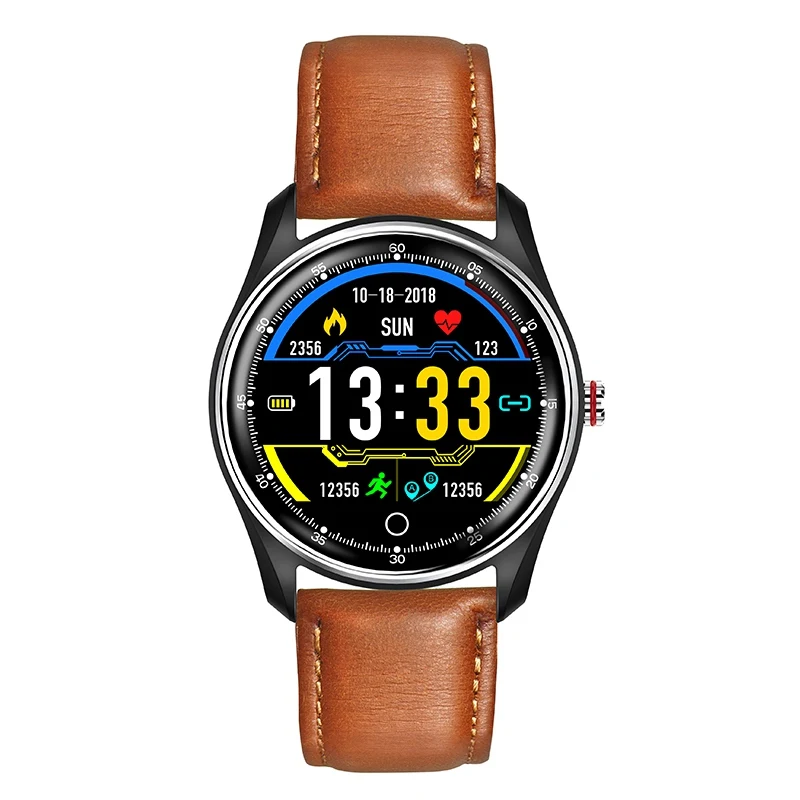Cobrafly, новинка, MX9, ЭКГ+ PPG, умные часы, мужские с электрокардиограммой, дисплей, пульсометр, кровяное давление, смарт-браслет, фитнес-трекер - Цвет: brown leather