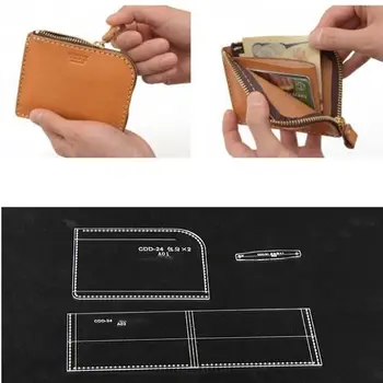 

Leather Craft Mini Bag Coin Purse Wallet Sewing Pattern PVC Stencil Template Kit