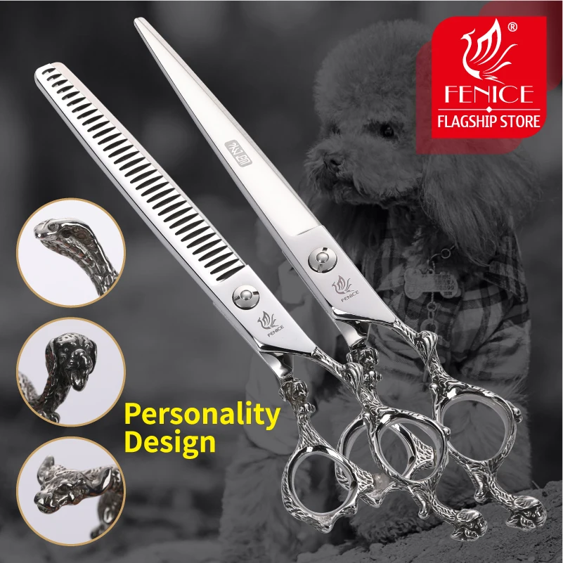 

Fenice Zodiac 7.5 inch Dog Pet Thinning Scissors Grooming Shears Professional Pet Scissors High Quality Hair Cutting Scissors