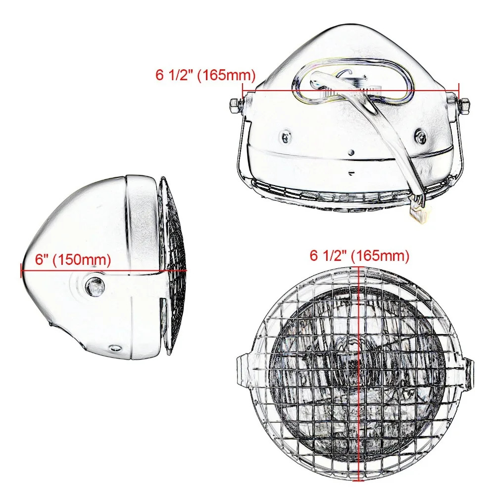 Ретро 6,5 дюймов мотоциклетный головной светильник для мотоцикла, фара для мотоцикла, кронштейн, сетка, противотуманный светильник, лампа для Honda Harley Sportster, кафе, Racer Bobber