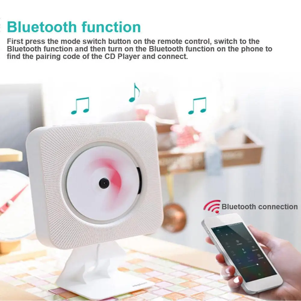 

Second Generation Portable Bluetooth CD Player With LED Display Wall-mounted Radio Learning Repeater Prenatal Machine