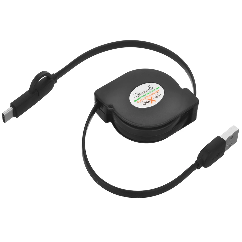 Cwxuan Micro USB и type-C Комбинированный мужской к USB 2,0 Мужской Выдвижной кабель для зарядки данных