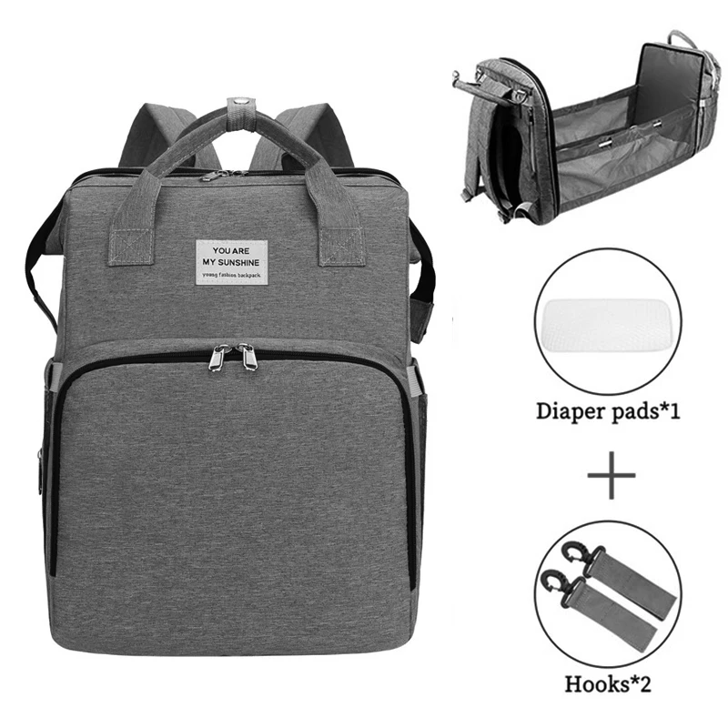 

Diaper Bag with Bassinets Changing Station Backpack Portable Baby Bed Mommy Bag Travel Foldable Waterproof Crib Infant Sleeper