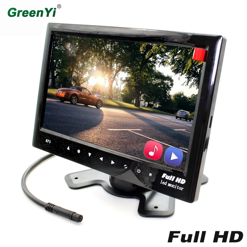 

GreenYi 7" Full HD Car Rear View Mirror Monitor 2 Video Input Support 1080P MP3 MP5 Music Video Player FM Transmit To Car Radio