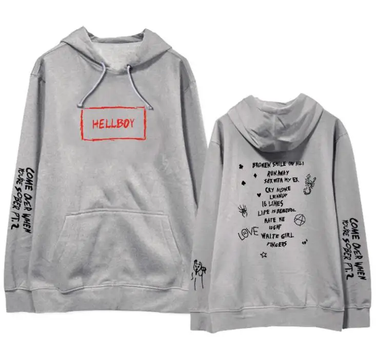 Модный пуловер с принтом lil peep подходит, когда вы трезвы, толстовки унисекс, флисовая/тонкая свободная толстовка, 4 цвета