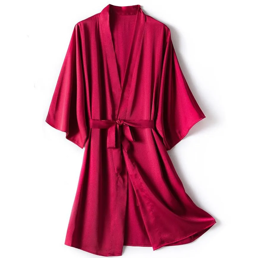 Women Sleepwear Sleepwear Pajamas Kimono Bathrobe Gown Female Robe Set Satin Sleepwear Casual Nightgown Bridal Wedding Gift Sexy Nightwear Intimate Lingerie