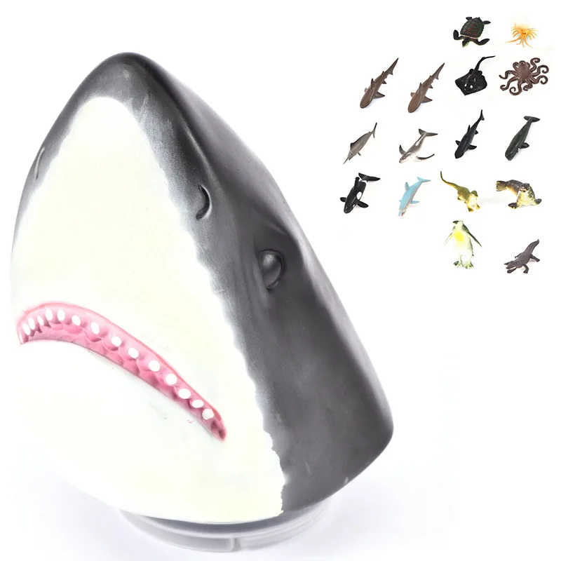 

Simulated Dinosaur Models Toy Dinosaur Hand Puppet Great White Shark Oceans Model T-Rex Triceratops Model