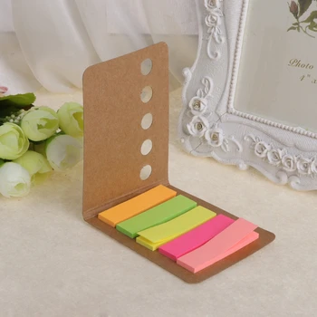 

5 Pads/Pack Kraft Paper Cover Candy Color Sticky Notes Page Marker Index Tabs Q6PA