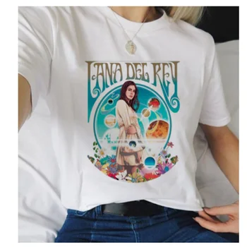 

LUSLOS lana del rey printed women t shirt fans tshirt summer short sleeve graphic tees women casual white t-shirt women clothes