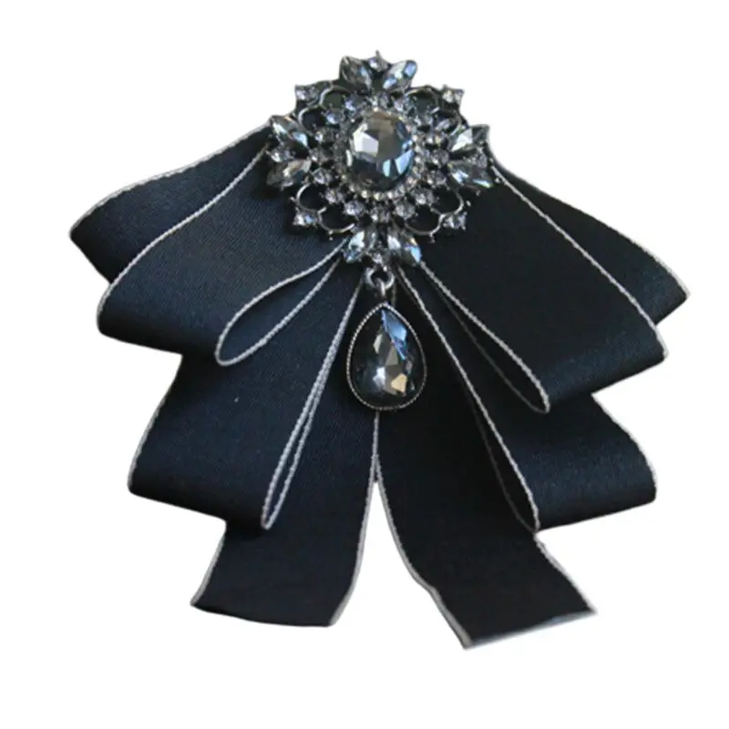Мужская Свадебная лента для шеи галстук искусственный кристалл Стразы капля Бабочка Брошь, значок на булавке Q1QA