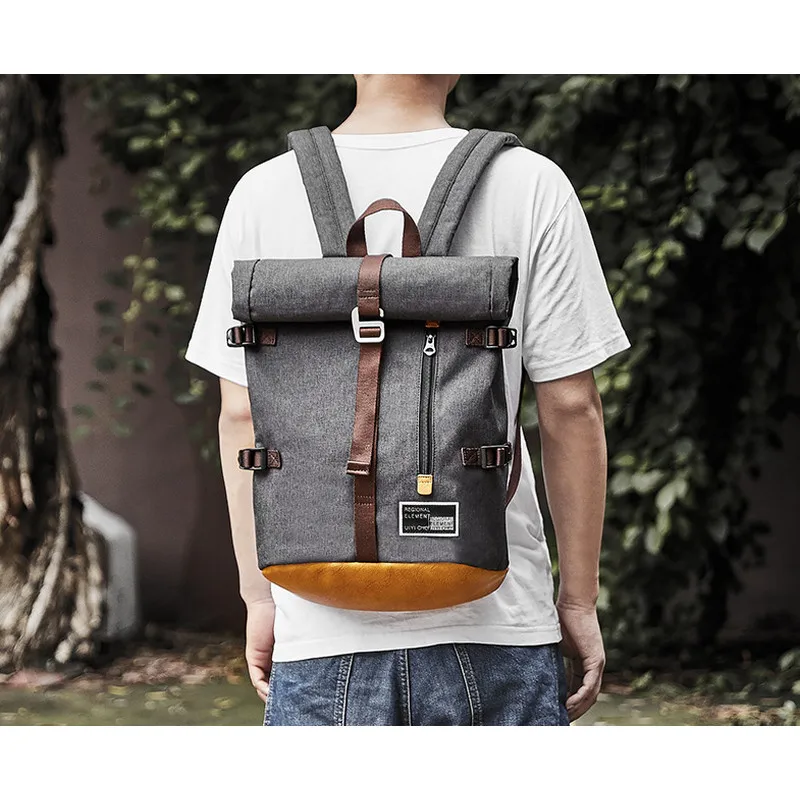 UIYI Design Fashion Men Backpacks Street Casual Laptop Grey Polyester Bag School College Travel Women Backpack 190040