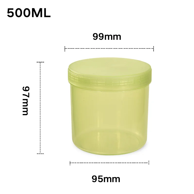 green-500ML 500 мл пустой пластиковый контейнер с внутренней крышкой, бутылка для хранения крема, герметичный горшок, еда, контейнер для макияжа BPA-Free 1 шт - Цвет: green-500ML