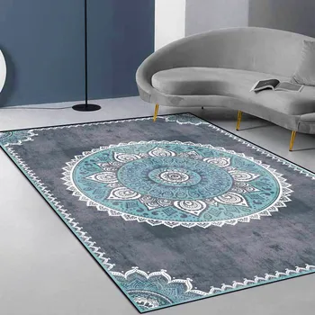 

Fashion Datura Flower Rug Simple European-Style Gray-Blue Carpet Living Room Bedroom Bed Blanket Kitchen Bathroom Floor Mat