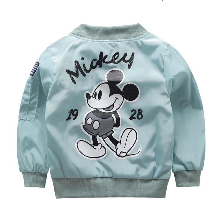 Thin Bomber Green Benemaker/флисовые куртки с Микки Маусом для маленьких мальчиков и девочек; зимняя одежда; детские пальто; детская куртка-бомбер; ветровка; детская верхняя одежда; YJ153 - Цвет: Thin Bomber Green