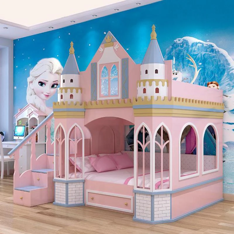 Solid Wood Customized Princess Bed Girl Dream Castle Girl Pink Children