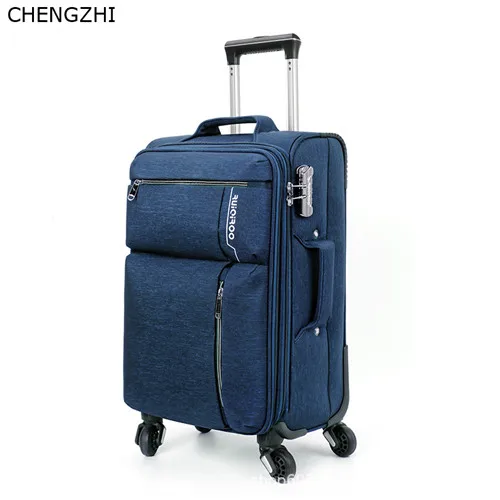 CHENGZHI, ткань Оксфорд, деловой костюм для путешествий, чехол, 20 дюймов, чехол на колесиках, 24 дюйма, чемодан на колесиках - Цвет: blue