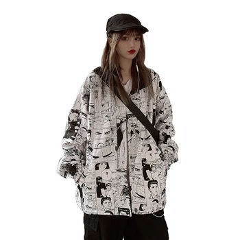 

HOT 2020 Spring Autumn Fashion Women‘s Jacket Losses vintage Cartoon print student Wear on both sides female’s jacket