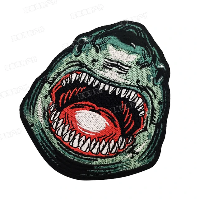 Great White Shark Jaws Patch Military Tactical Hook Back funny Patches  Badges morale Applique Army for Backpack Jacket Hat