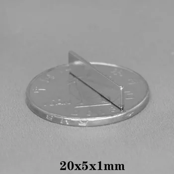 

20~1000PCS 20x5x1 Super Strong Sheet Rare Earth Magnet Thickness 1mm Rectangular Neodymium Magnets 20x5x1mm Magnetic 20*5*1 mm