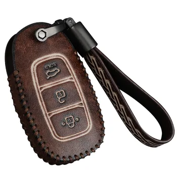 

Genuine Leather Car Remote Key Cover Case For Hyundai i30 Ix35 Solaris Azera Elantra Grandeur Ig Accent Santa Fe 2017 2018