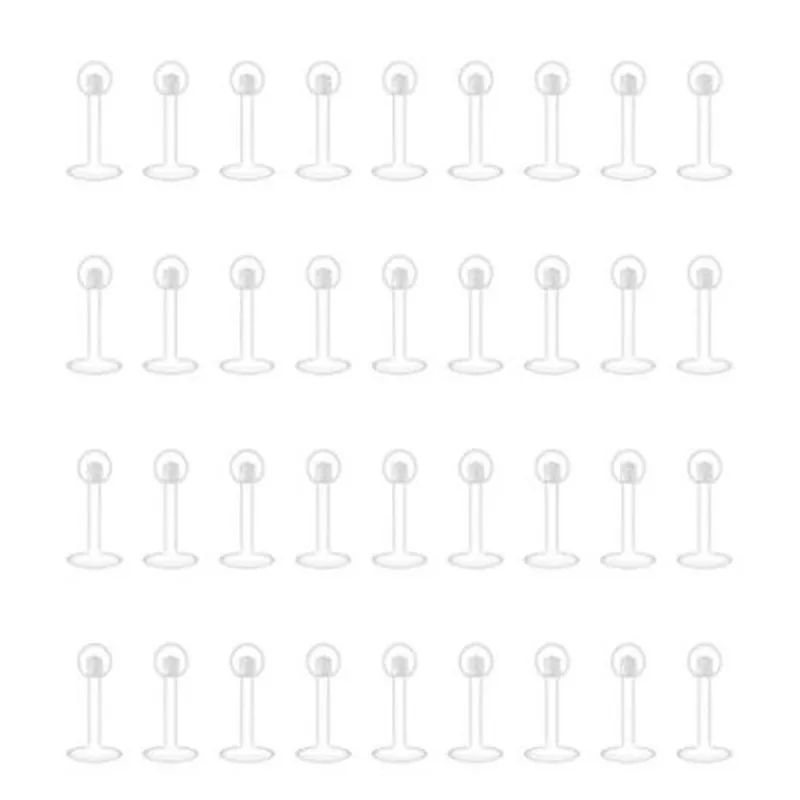 Прозрачный хрящ Earring-36pcs 16 г прозрачный акриловый биофлекс Tragus фиксатор кольца для губ пирсинг для носа Лабрет, Монро Серьги-улитки