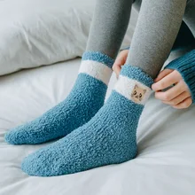 Dreamlikelin толстые зимние теплые носки из флиса кораллового цвета с вышитым котом забавные рождественские носки