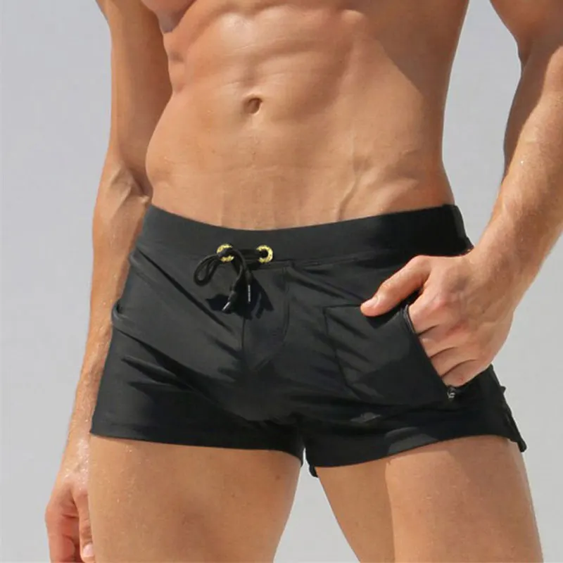 Мужские плавки сексуальные супер быстросохнущие плавательные боксеры мужские купальники шорты с рисунком плавки с карманом на молнии лето