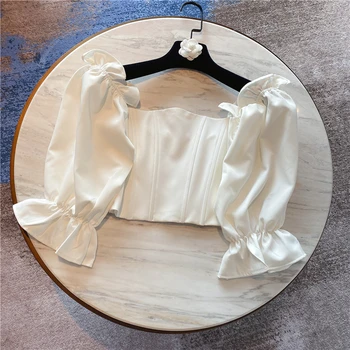 

Crop Top for Women 2020 Summer New Simple Short White Shirt Faldas Mujer Moda 2020 Ladies Tops Short Tops