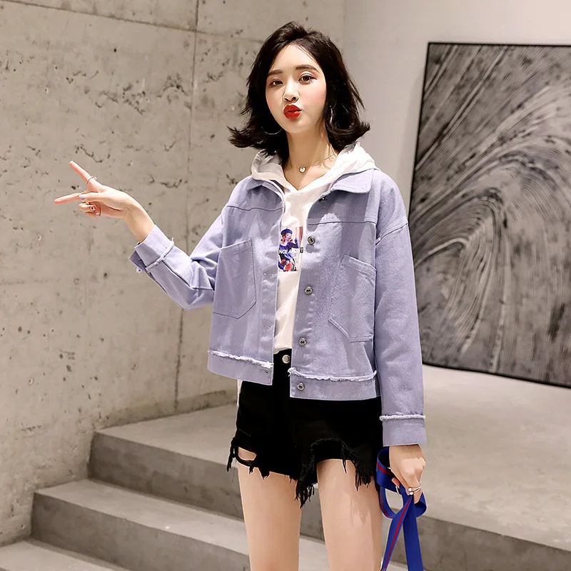 

Casual Thin Denim Coat Women's Short 2019 Spring And Autumn New Style Korean-style Loose-Fit Short-height Versatile Jacket Baseb