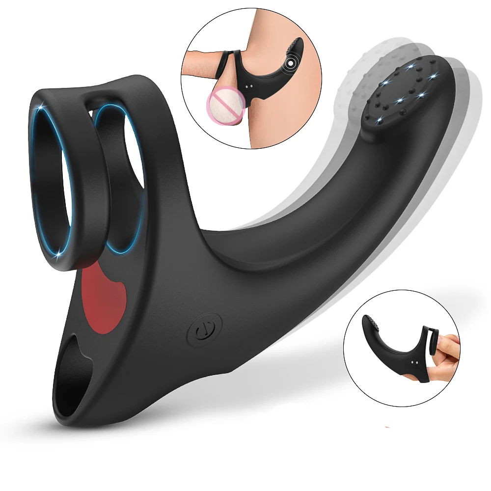 Vibrierender Ring mit Taint Teaser für die Perineum-Massage, Ring-Vibrator-Verstärker, anhaltende Erektion, Prostata_voghion.com