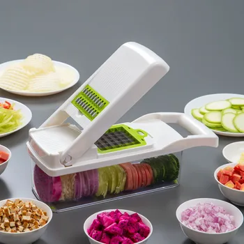 

Manual Fruit Slicer Multi-function Drain Basket Vegetables Kitchen Containers Garlic Press Potato Onion Slicer Pineapple Cutters