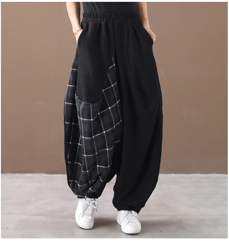 Max LuLu корейские модные женские Свободные Лоскутные Брюки женские повседневные клетчатые шаровары винтажные осенние негабаритные брюки