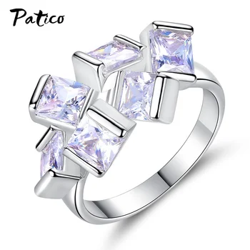

Luxury Big Crystal Round Engagement Rings Cute 925 Sterling Silver Zircon Stone Ring Vintage Wedding For Women Jewelry