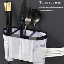 Настенная кухонная вилка для хранения, держатель Spoone, подставка для ножей, корзинка для палочек для еды, сушилка на присоске для кухонный инструмент
