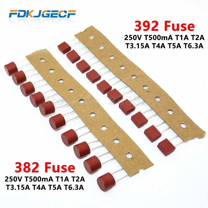 10 шт./лот круглой формы и предохранитель T500mA T1A T2A T3.15A T4A T5A T6.3A 250V 392 382 Пластик медленного предохранителя T2A ЖК-дисплей ТВ Мощность доска