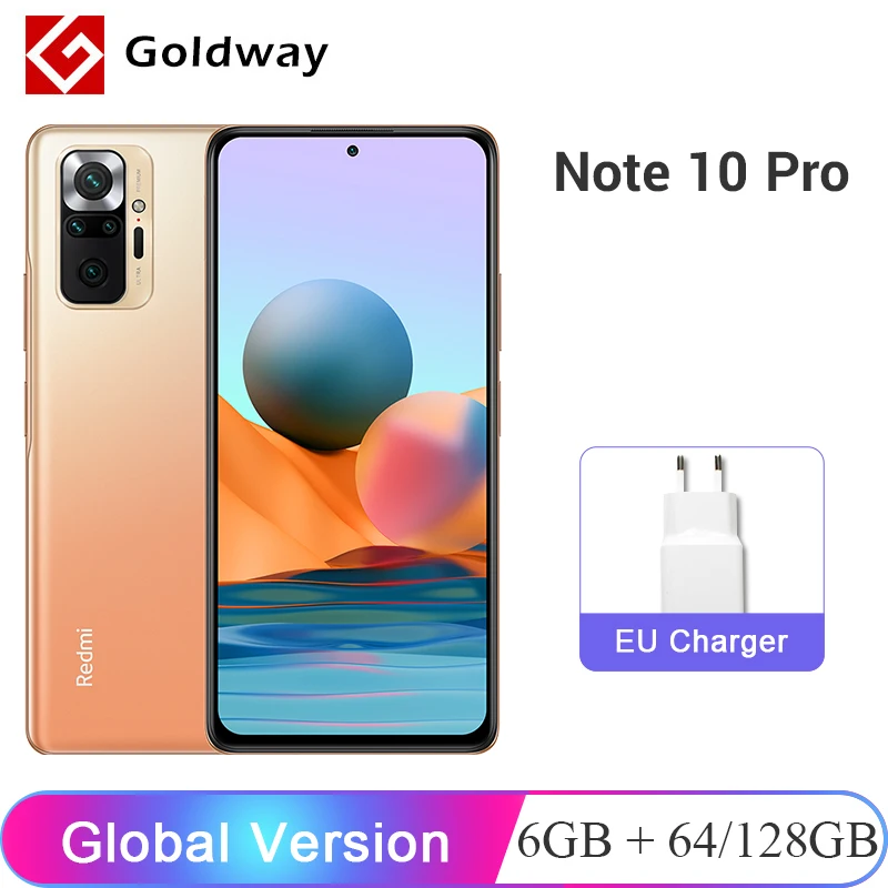 Глобальная версия Xiaomi Redmi Примечание 10 Pro 6 ГБ 64 Гб/128 108MP Quad Camera Snapdragon 732G 67 &quot120 Гц