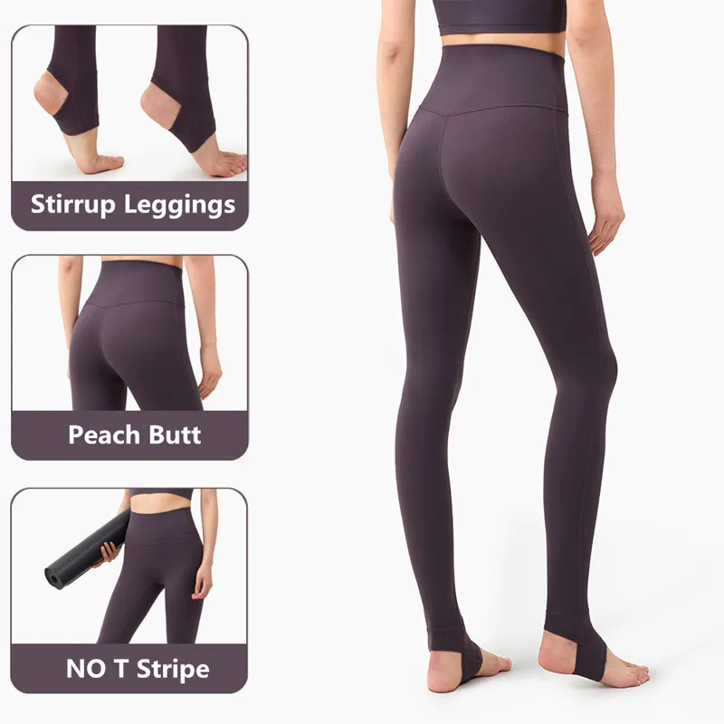 

Seamless Yoga Leggings No T Stripe Fashion Squat Proof High Waist Fitness Gym Pant Peach Butt Active Workout Solid Leggings
