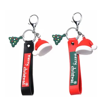 

2pcs Christmas Decorative Keychain PVC Keyring Clips Pendant for Car Key