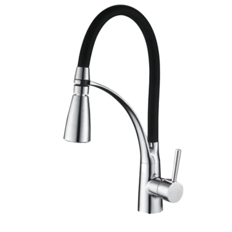

Thermostatic Kitchen Faucet Pull Down Sprayer 360 Rotation Bathroom Kitchen Mixer Brass Black Rubber Hot And Cold Faucets