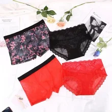 

Couple Panties Transparent Underwear Couple Sexy Lace Cool Underpants New Fashion Lace Panties For Women Men Sexy Lover's Panty
