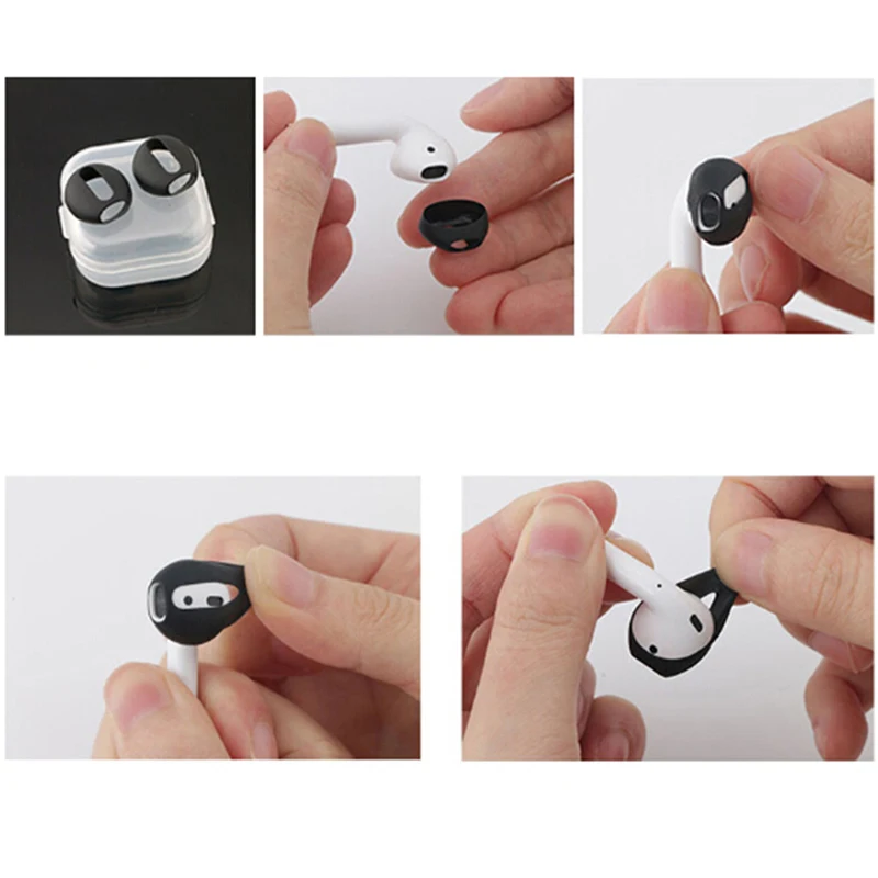 2 штуки Пара амбушюры для наушников Airpods силиконовый чехол ушные вкладыши iphone 7 7plus