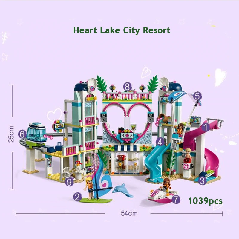 Baratos 01068 Legoinglys Friends Heartlake City spa 41347 juego de bloques de construcción de Hotel superior para niños divertidos juguetes Set para niñas Navidad