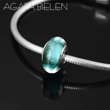 

Real 925 Sterling Silver Green Round Murano Glass Beads Fits Original Pandora Charms Bracelet Jewelry Making DIY Gift