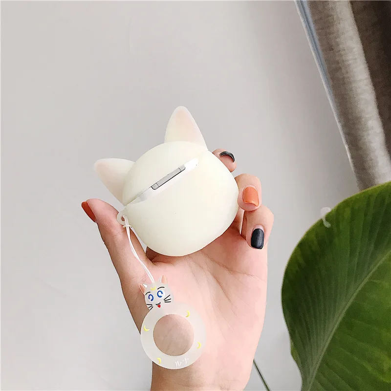 Чехол для AirPods Милая волшебная девушка кожухи головных телефонов для Apple Airpods2 аксессуары Защитная крышка палец кольцо ремешок уникальная Луна кошка