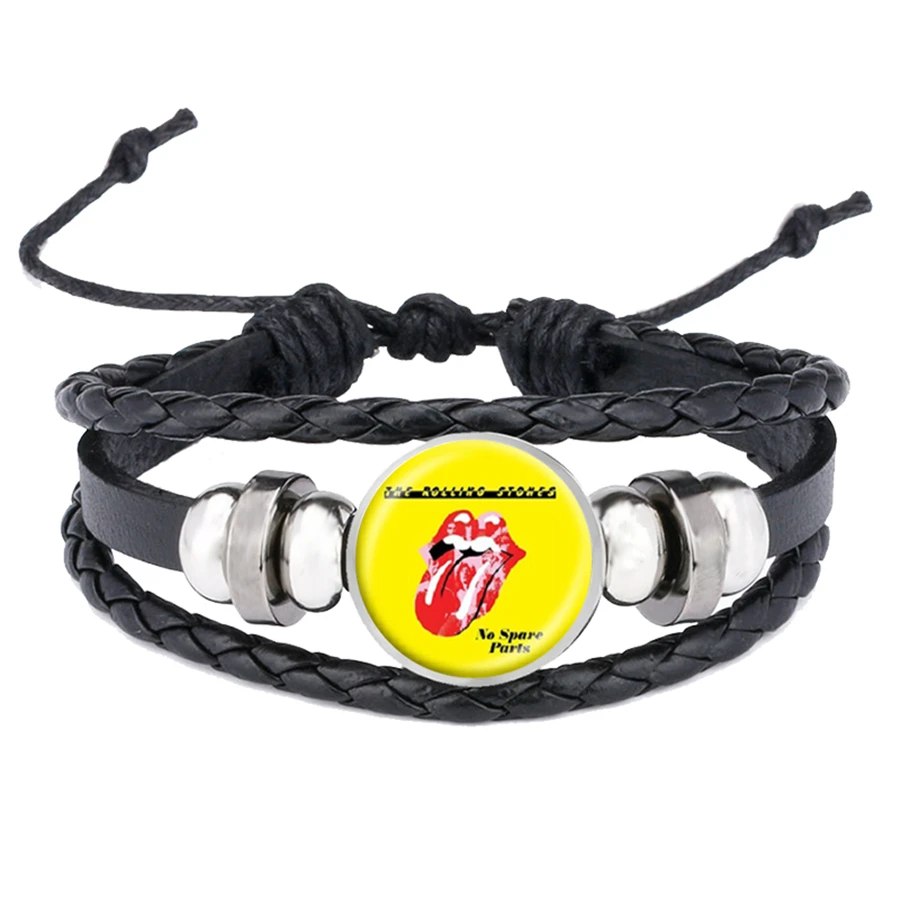 Прямая поставка знаменитая рок-группа браслеты Rolling Stones красный язык Мик Джаггер жесть кожаные Кнопки для браслета Кнопка ювелирные изделия - Окраска металла: 15
