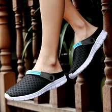 Летняя мужская пляжная обувь; большие размеры 36-46 дышащая светильник Вес повседневная обувь на открытом воздухе Туфли без каблуков водонепроницаемая обувь пара обуви YL488