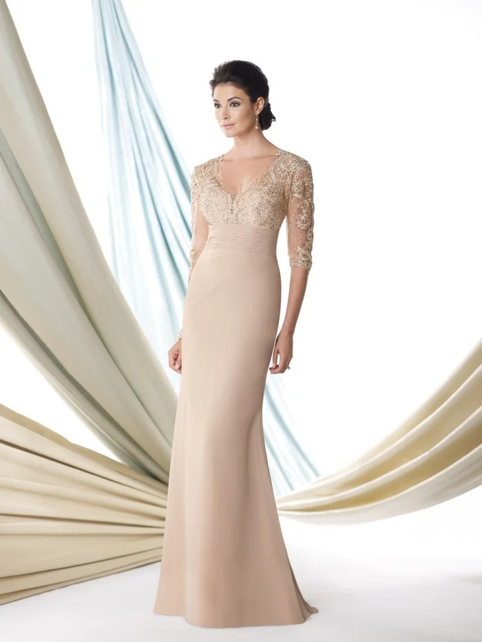 Vestidos Formales farsali, длина до пола, расшитое бисером, элегантное платье русалки цвета шампанского, vestidos de novia, кружевное, платья для матери невесты - Цвет: Шампанское